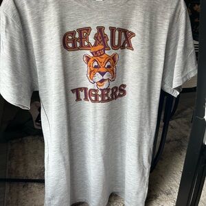 Gray unisex Geaux Tigers LSU T-Shirt